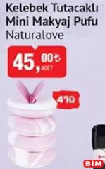 NATURALOVE KELEBEK TUTACAKLI MİNİ MAKYAJ PUFU 4'LÜ